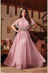 Party Wear Look Pink Crop Top Lehenga 