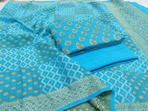 Rose Fabrics Banarasi pure khaddi chiffon suit