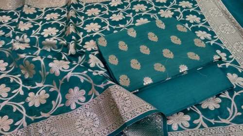 Designer Banarasi chanderi silk suit material by Rose Fabrics