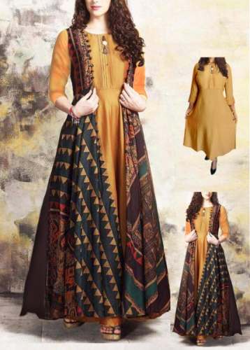 Designer kurti with shrug sale