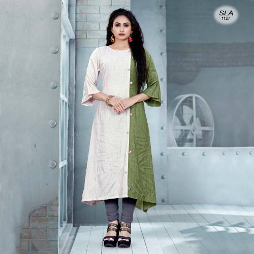 Fancy Rayon Linen Kurtis
