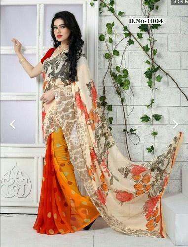 Ladies Fancy Chiffon Poonam Saree by Meeta Prints