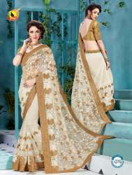 exclusive embroidery work chiffon saree