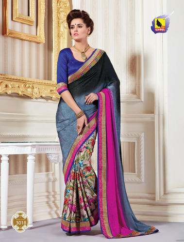 fancy net half half saree