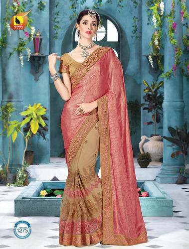 georgette printed half half saree