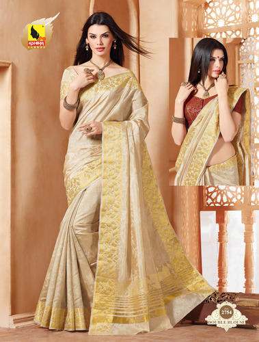 Tussar silk Stylish border saree by Ashika Textile india Pvt Ltd