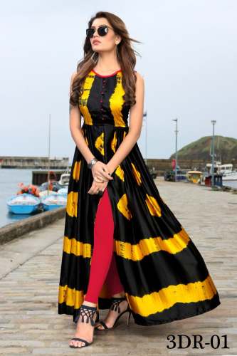 3DR Japan Sating Digital Printed Gown