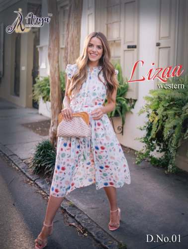 Designer Floral Print Western Dress