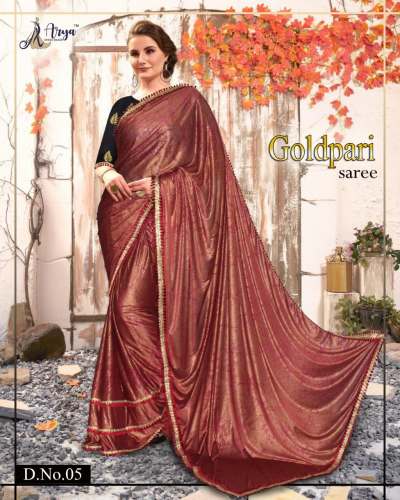 Goldpari Lycra two tone gold Saree.