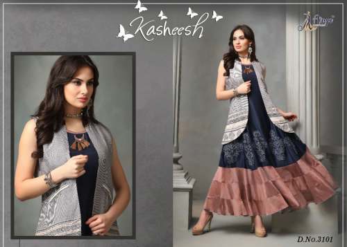 Kasheesh Rayon Digital Printed hand work Gown