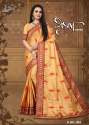 Shubham Slub Vichittra Embroidery work saree.  thumb 3