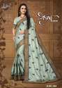 Shubham Slub Vichittra Embroidery work saree.  thumb 4