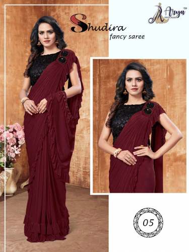 Shudhira Lycra Flower buta Designer Saree.