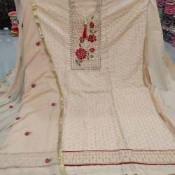 Heave Glaze Cotton Embrodered Dress Materail