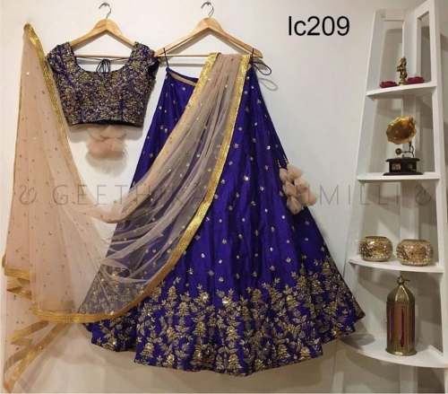 Beautiful Blue Color Tapeta Silk Lehenga Choli.