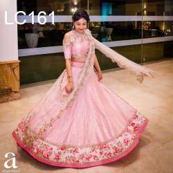 Beautiful Pink Color Embroidery Lehenga Choli.