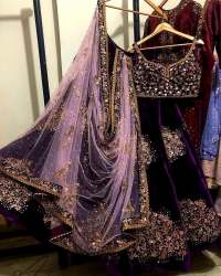 BEAUTIFUL PURPLE VELEVT COLOR LEHENGA CHOLI. 