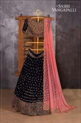 Black Embroidered Attractive Party Lehenga Cholli.