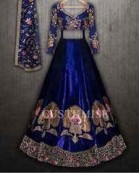 Blue Embroidered Attractive Party  Lehenga Cholli.