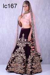 Brown Color Viscose Velvet Lehenga Choli.