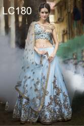 Dashing Sky Blue Color Work Lehenga