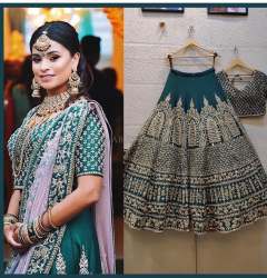Green Color Heavy Lehenga Choli.