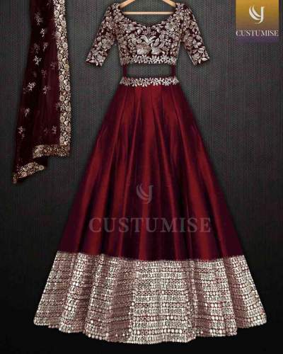 Maroon Colore Velvet Embrodariy Work. by Rangoli Fab