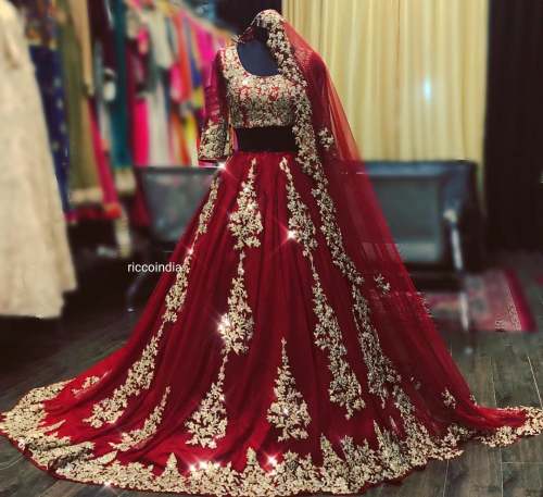 Maroon Colored  Lehengha Choli Embrodariy Work.