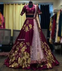 Maroon Colored Party Wear Lehengha Choli .