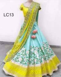 Multi Color Banglori Silk Lehenga Choli.
