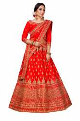 Red Color Tapeta Silk Lehenga Choli.