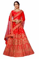 Red Color With Heavy Bridal Lehenga Choli.