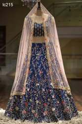 Stunning Blue Color Embroidery Work Lehenga Choli.