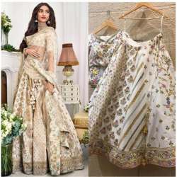 White Colored  Lehengha Choli Embrodariy Work.