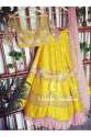 Yellow Colored Party Pieach Colored Lehengha Choli