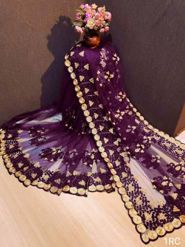 Beautiful Butterfly Net Embroidered Saree