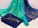 Chanderi Cotton Dress Material With Khatali  Work thumb 9