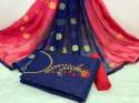 Chanderi Cotton Dress Material With Khatali  Work thumb 3