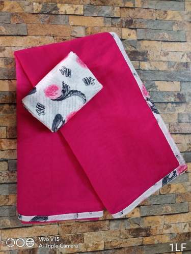 CHANDERI COTTON SAREE WITH DIGITAL LACE