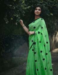Chanderi Cotton With Embroidery Saree