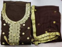 Chanderi Dress Material With Embroidery Work