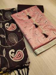 Chanderi silk leather foil Dress Material