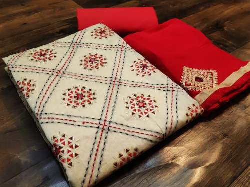 Chanderi with katha work Dress