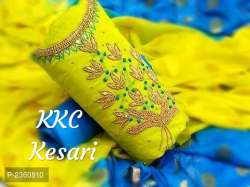 Chanderi With Khatali Hand Work Dress Material