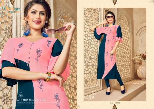 Clemira Presented Heavy Rayon Embroidery Kurti