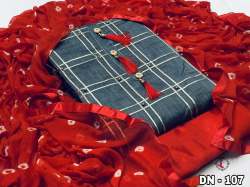 Designer Chanderi  Dress Material With Gota Pati 