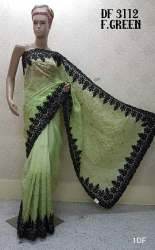 Designer Net Two Tone Embroidered Saree