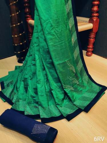 Fancy Heavy Sana silk Saree with Diamond Saree
