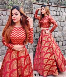 Fancy Tapeta Silk Lahenga Choli With Foil Print