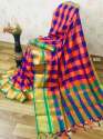 Handloom Chex Saree thumb 1
